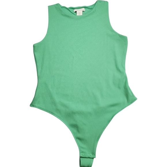 House of Harlow 1960 Green Ribbed Sleeveless Bodysuit Size Small - Picture 14 of 15